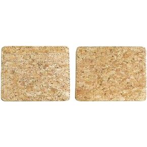 Teensery 2 Pcs Unisex PU Leather Credit Card Case Cork Pattern Card Pocket Wallet Card Holders for Women Men, Horizontal Style