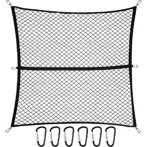 Cargo Net for Pickup Truck Bed for Dodge Ram 1500 2500 3500 Crew Quad Cab Classic 2000-2025 Mesh Organizer Stretchable 4'x4' to 7'x7' Netting Highly Elastic