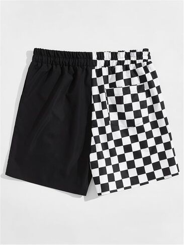 WDIRARA Men's Plaid Checkered Shorts Drawstring Waist Gym Workout Track Shorts with Pockets in Saudi Arabia