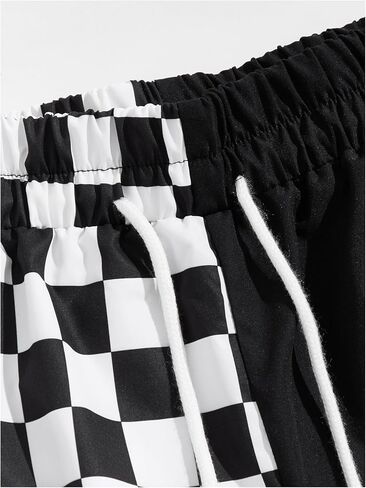 WDIRARA Men's Plaid Checkered Shorts Drawstring Waist Gym Workout Track Shorts with Pockets in Saudi Arabia