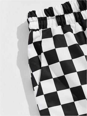 WDIRARA Men's Plaid Checkered Shorts Drawstring Waist Gym Workout Track Shorts with Pockets in Saudi Arabia