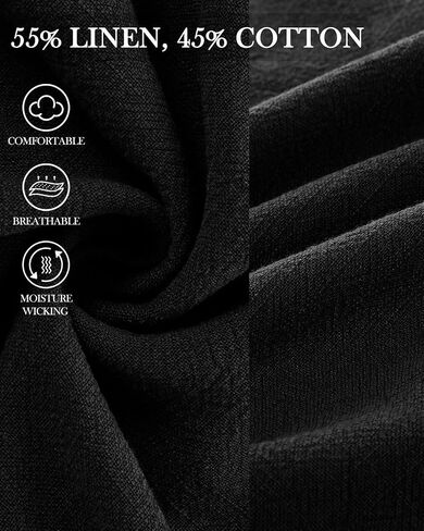 Neer 2 Pack Men's Big and Tall Cotton Linen Shorts, Casual Elastic Waist Beach Shorts Summer Drawstring Wears with Pockets in Saudi Arabia