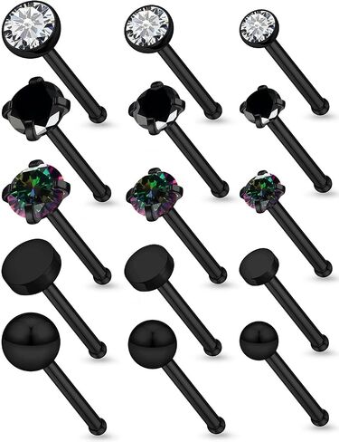 18G 20G حلقات الأنف ترصيع خارقة المجوهرات للنساء 316L من الصلب الجراحي ل المسمار على شكل حلقات الأنف المستقيمة الأزرار in Kuwait