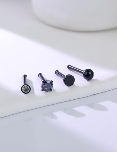 18G 20G حلقات الأنف ترصيع خارقة المجوهرات للنساء 316L من الصلب الجراحي ل المسمار على شكل حلقات الأنف المستقيمة الأزرار in Kuwait
