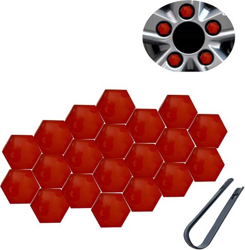 20 PCS Car Wheel Cups ， 0.83 بوصة تغطي الجوز العروة العالمي أغطية الترباس ， واقي المسمار المحور التلقائي مع أداة مزيل ， أغطية جوز العروة ， الملحقات الخارجية للسيارات (أحمر) in Kuwait