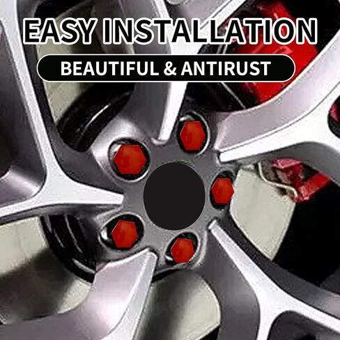 20 PCS Car Wheel Cups ， 0.83 بوصة تغطي الجوز العروة العالمي أغطية الترباس ， واقي المسمار المحور التلقائي مع أداة مزيل ， أغطية جوز العروة ， الملحقات الخارجية للسيارات (أحمر) in Kuwait