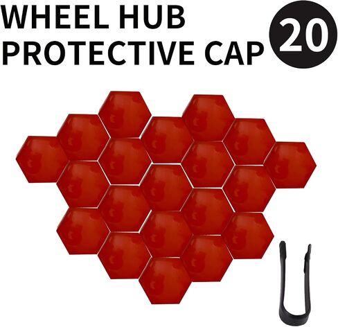 20 PCS Car Wheel Cups ， 0.83 بوصة تغطي الجوز العروة العالمي أغطية الترباس ， واقي المسمار المحور التلقائي مع أداة مزيل ， أغطية جوز العروة ， الملحقات الخارجية للسيارات (أحمر) in Kuwait