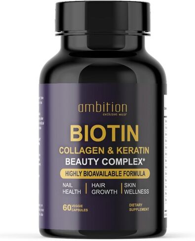 Hyaluronic Acid, Biotin, Collagen, Keratin, Cucurma, Vitamins 25,000 Beauty Complex, 60 Veggie Capsules, Hair Growth, Nail Join Bone Health Supplement in Saudi Arabia