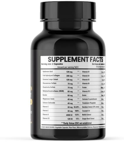 Hyaluronic Acid, Biotin, Collagen, Keratin, Cucurma, Vitamins 25,000 Beauty Complex, 60 Veggie Capsules, Hair Growth, Nail Join Bone Health Supplement in Saudi Arabia