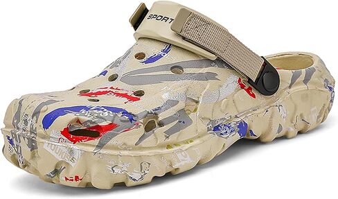 FLIOZY Men’s Camouflage Garden Clogs Comfortable Non-Slip Beach & Pool Mules, Lightweight Athletic Outdoor Sandals with Adjustable Back Strap in Saudi Arabia