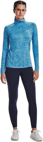 Under Armour Women's Standard Tech Twist ½ Zip Long Sleeve Pullover, (419) Capri/Fuse Teal/Metallic Silver, Small in Saudi Arabia