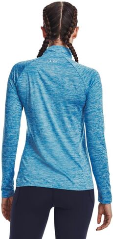 Under Armour Women's Standard Tech Twist ½ Zip Long Sleeve Pullover, (419) Capri/Fuse Teal/Metallic Silver, Small in Saudi Arabia