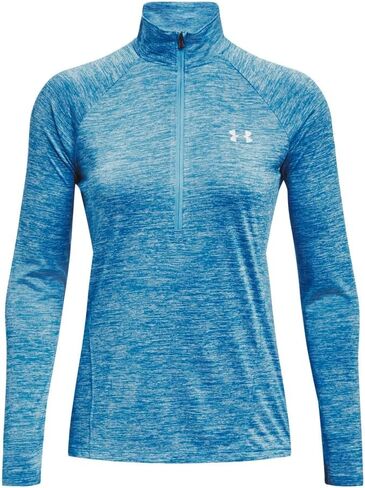 Under Armour Women's Standard Tech Twist ½ Zip Long Sleeve Pullover, (419) Capri/Fuse Teal/Metallic Silver, Small in Saudi Arabia