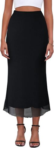 نساء Y2K MESH MIDI SKIRT مرنة عالية المخصر بخصر الأزهار podycon حورية حورية البحر الطويلة للتنورات الطويلة للنساء in Kuwait