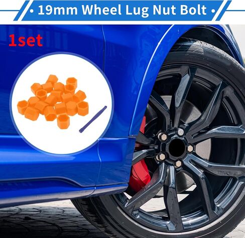 Wheel Lug Nut Bolt 19mm Rims Tire Nut Screws Dust Cap Cover Nut Protection Silicone Orange Outer with Removal Tool in Saudi Arabia