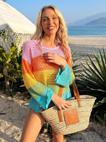 COSTER CORCHET CORCHET COVERUP 2025 Summer Hollow Out Beach Bikini Suit Suit Tost Up Tunic Top Facalts Tirts in Kuwait