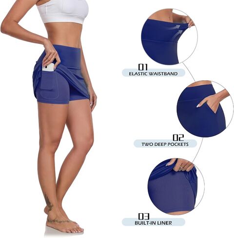 DAYOUNG Women's High Waisted Swim Skirt Tummy Control Board Shorts with Pocket Beach Bottoms with Liner in Saudi Arabia