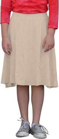 Kosher Casual Modest Kids Big Girl's Knee Length Full A-Line Skater Skirt in Saudi Arabia