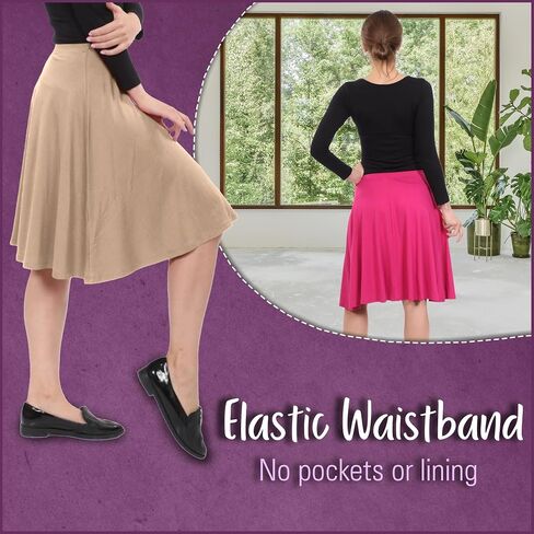Kosher Casual Modest Kids Big Girl's Knee Length Full A-Line Skater Skirt in Saudi Arabia