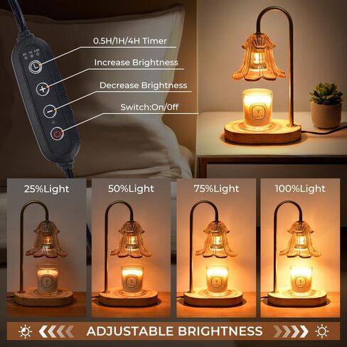 Candle Warmer Lamp with Timer Dimmable, Wax Melt Warmer Adjustable Height, Flower Warmer Lamp with 2 Bulbs for Jar Candles, House Warming New Home Decor, Gift for Mom Women (Blue) in Saudi Arabia