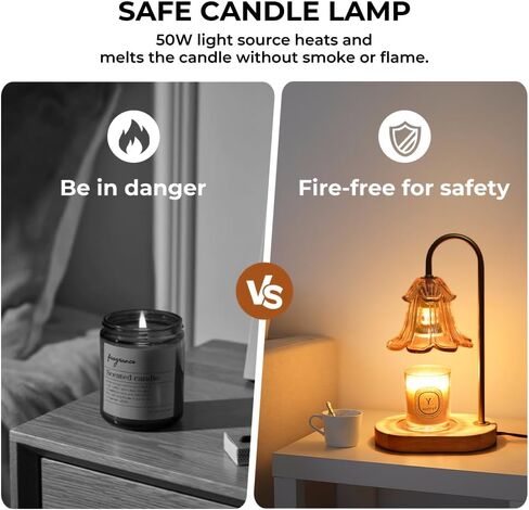 Candle Warmer Lamp with Timer Dimmable, Wax Melt Warmer Adjustable Height, Flower Warmer Lamp with 2 Bulbs for Jar Candles, House Warming New Home Decor, Gift for Mom Women (Blue) in Saudi Arabia