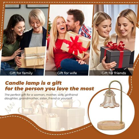 Candle Warmer Lamp with Timer Dimmable, Wax Melt Warmer Adjustable Height, Flower Warmer Lamp with 2 Bulbs for Jar Candles, House Warming New Home Decor, Gift for Mom Women (Blue) in Saudi Arabia