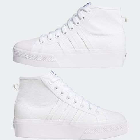 adidas Originals womens Nizza Platform Mid Sneaker, White/White/White, 8.5 US in Kuwait