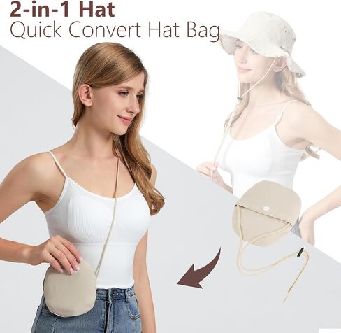 Packable Bucket Hats for Women Men, UV Protection Summer Sun Hat, Crossbody Outdoor Cap for Hiking Fishing Beach in Saudi Arabia