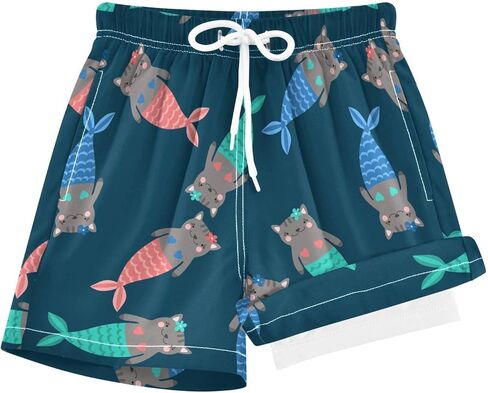 CaTaKu Boys Swim Trunks with Compression Liner Kids Swim Shorts Quick Dry Toddler Bathing Suit for Boys 4-13 Years in Kuwait