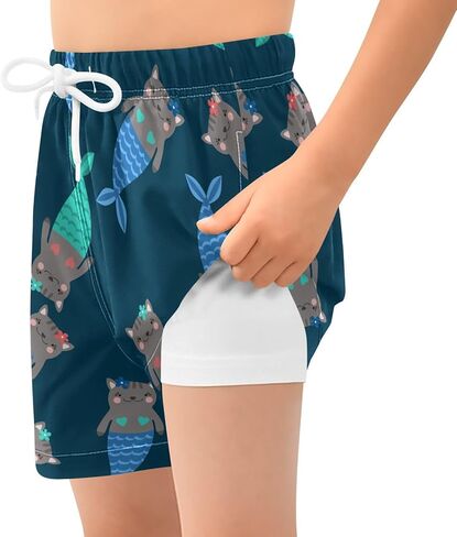 CaTaKu Boys Swim Trunks with Compression Liner Kids Swim Shorts Quick Dry Toddler Bathing Suit for Boys 4-13 Years in Kuwait