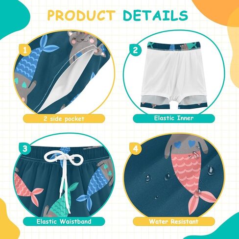 CaTaKu Boys Swim Trunks with Compression Liner Kids Swim Shorts Quick Dry Toddler Bathing Suit for Boys 4-13 Years in Kuwait