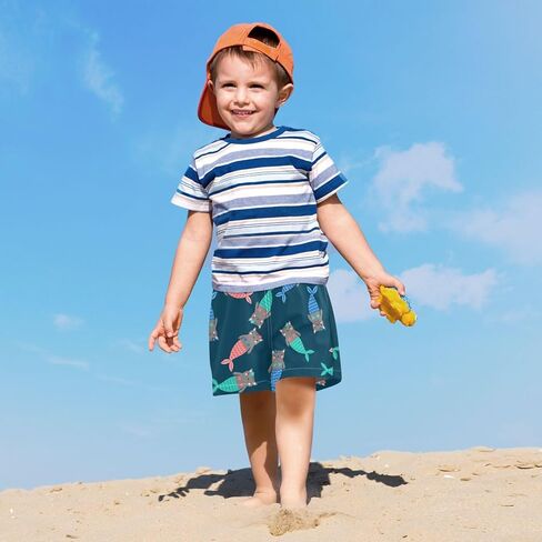 CaTaKu Boys Swim Trunks with Compression Liner Kids Swim Shorts Quick Dry Toddler Bathing Suit for Boys 4-13 Years in Kuwait