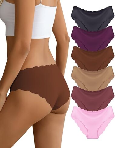 Seamless Underwear for Women Stretch No Show Panties Invisible Wave Edge Bikini Underwear 6 Pack in Saudi Arabia