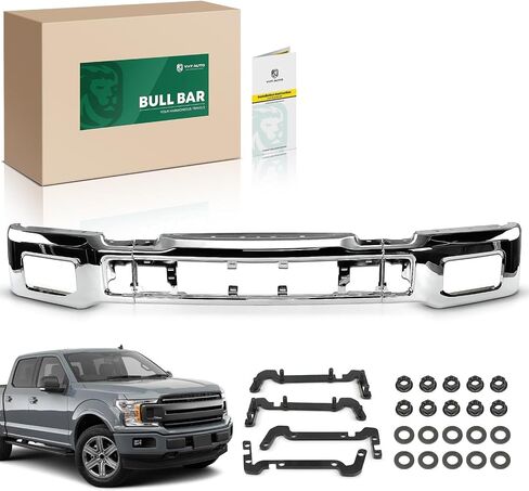 yhtauto الأمامي الوفير الوجه بار متوافق مع فورد F-150 2018 2018 2020 ، لا يناسب طراز رابتور ، مع ثقوب ضباب الضباب ، استبدال الصلب الصلب الصلب in Kuwait