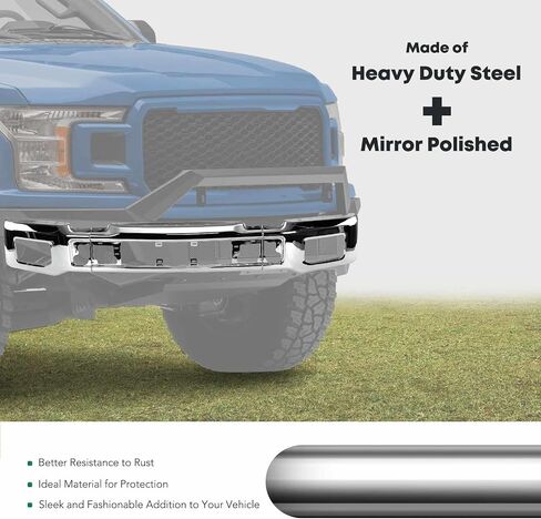 yhtauto الأمامي الوفير الوجه بار متوافق مع فورد F-150 2018 2018 2020 ، لا يناسب طراز رابتور ، مع ثقوب ضباب الضباب ، استبدال الصلب الصلب الصلب in Kuwait
