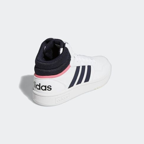 adidas Women's Hoops 3.0 Mid Basketball Shoe, White/Turbo/Gum, 5 in Kuwait
