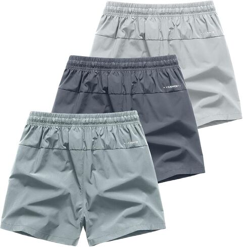 3 Set Men's Workout Athletic Shorts Lightweight Moisture Wicking 3" Running Shorts with Zipper Pockets Gym Beach in Saudi Arabia