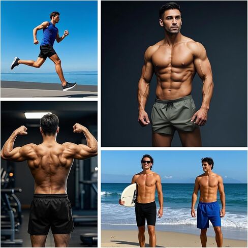 3 Set Men's Workout Athletic Shorts Lightweight Moisture Wicking 3" Running Shorts with Zipper Pockets Gym Beach in Saudi Arabia