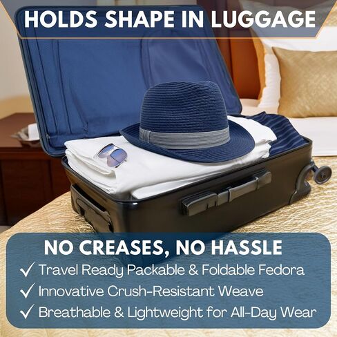 Funky Junque Straw Fedora Hat Beach Summer Short Brim Packable Sun Trilby Unisex UPF 50+ in Saudi Arabia