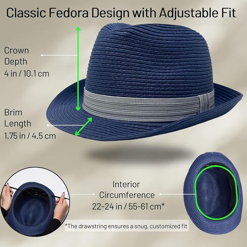 Funky Junque Straw Fedora Hat Beach Summer Short Brim Packable Sun Trilby Unisex UPF 50+ in Saudi Arabia