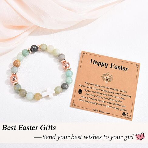 Leyung Christian Gifts for Women, Religious Rosary Cross Bracelet, Easter Basket Stuffers Baptism Confirmation First Holy Communion Christmas Birthday Gifts for Teen Girls in Saudi Arabia