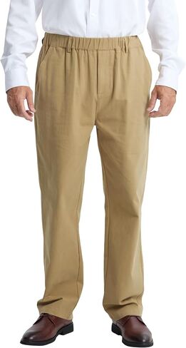 Letaotao Mens راحة سروال الخصر المرن ، وسروال تشينو القطن Twill مع ذبابة zip ، وسهلة على السراويل المريحة in Kuwait