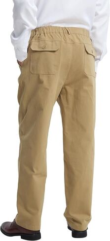 Letaotao Mens راحة سروال الخصر المرن ، وسروال تشينو القطن Twill مع ذبابة zip ، وسهلة على السراويل المريحة in Kuwait