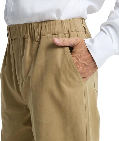 Letaotao Mens راحة سروال الخصر المرن ، وسروال تشينو القطن Twill مع ذبابة zip ، وسهلة على السراويل المريحة in Kuwait