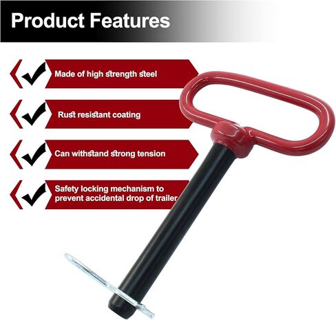 5/8 x 4 Inch Trailer Tow Hitch Pin and Clip, Tractors Hitch Cotter Pins for RV, Tractor, Lawn Mower (Red) in Saudi Arabia