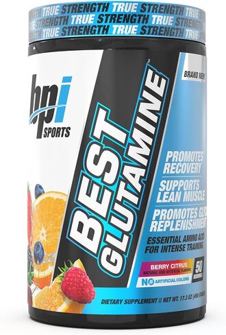 BPI Sports Best Glutamine - Essential Amino Acid for Intense Training with L-Glutamine - Post-Workout Recovery and Muscle Support - Berry Citrus, 14.1 oz in Kuwait