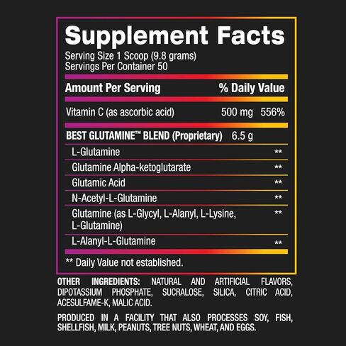 BPI Sports Best Glutamine - Essential Amino Acid for Intense Training with L-Glutamine - Post-Workout Recovery and Muscle Support - Berry Citrus, 14.1 oz in Kuwait