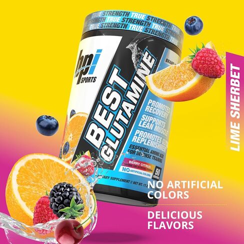 BPI Sports Best Glutamine - Essential Amino Acid for Intense Training with L-Glutamine - Post-Workout Recovery and Muscle Support - Berry Citrus, 14.1 oz in Kuwait