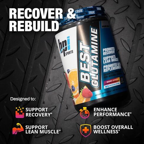 BPI Sports Best Glutamine - Essential Amino Acid for Intense Training with L-Glutamine - Post-Workout Recovery and Muscle Support - Berry Citrus, 14.1 oz in Kuwait