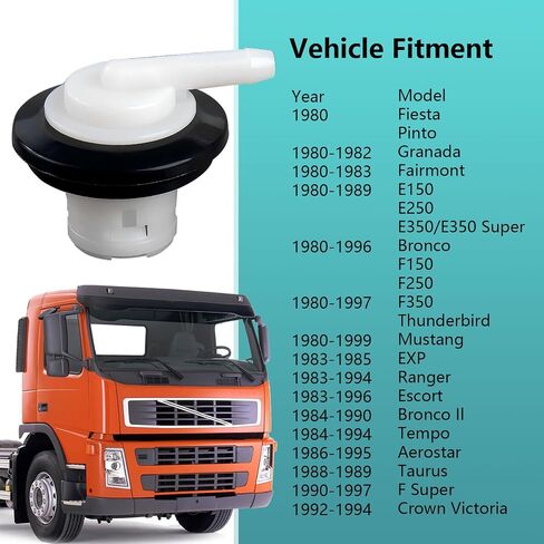 1 PC Fuel Tank Vent Valve, Vent Plug System Parts, High Temperature Resistant Fuel Tank Vent Plug Replacement W-004, Compatible with Ford 1980-1996 F150 F250, 1980-1997 F350 (Black & White) in Saudi Arabia